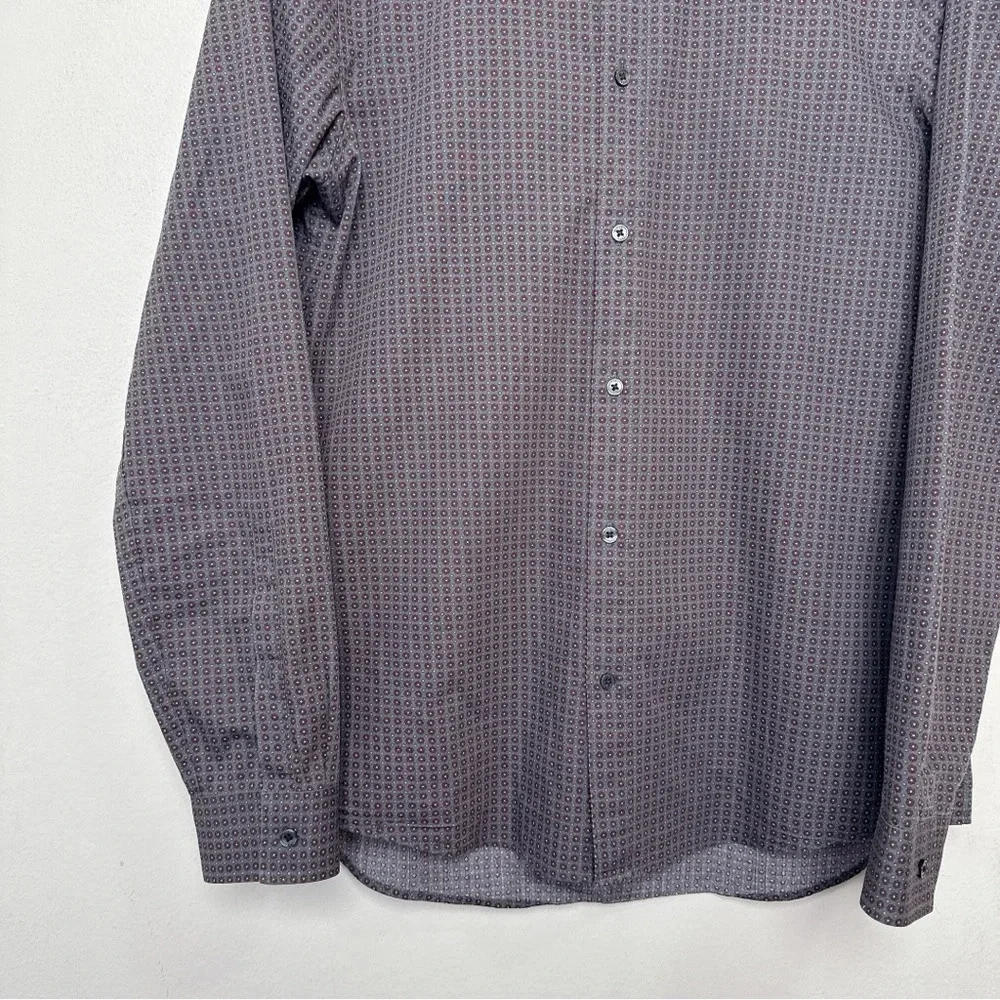 Michael Kors Mens Medium Slim Fit Patterned Printed Button Shirt